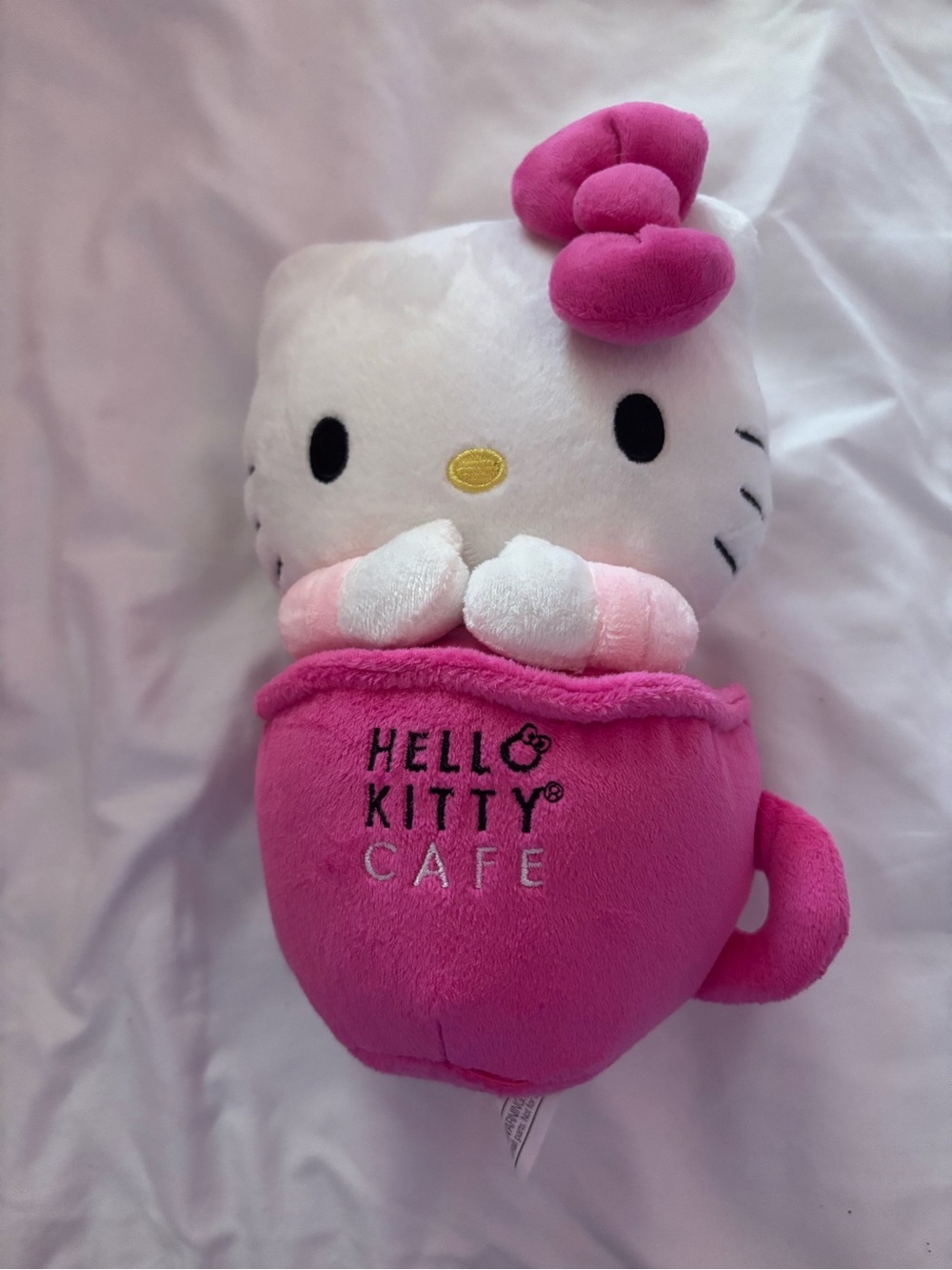 Sanrio Hello Kitty Plush in White & Hot Pink Cafe Cup
